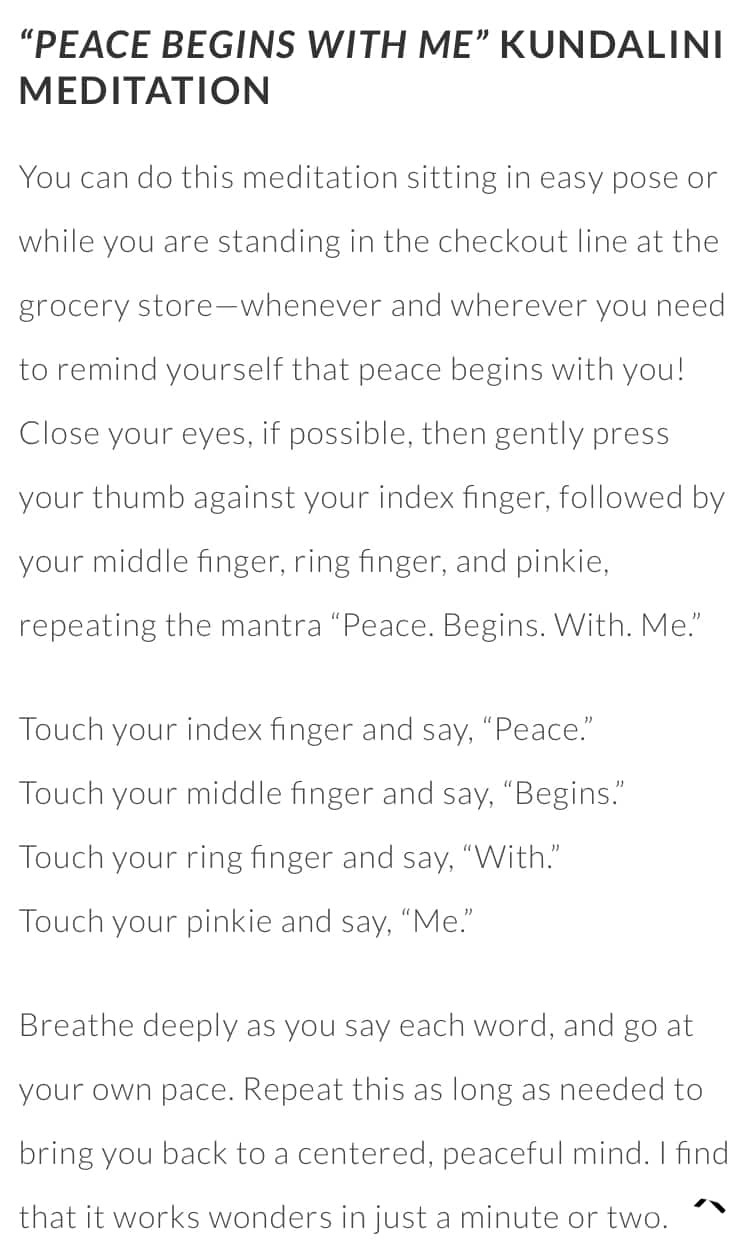 “Peace Begins with Me” Kundalini Meditation 